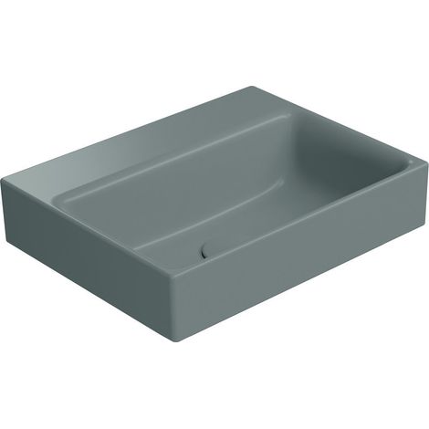 Lavabo en céramique NUBES 40x32cm, sans trou pour robinetterie, agave mat (1/3)