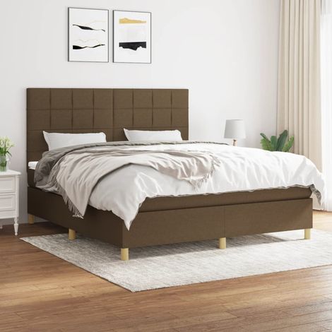 Boxspringbett mit Matratze Dunkelbraun 180x200 cm Stoff vidaXL (1/5)