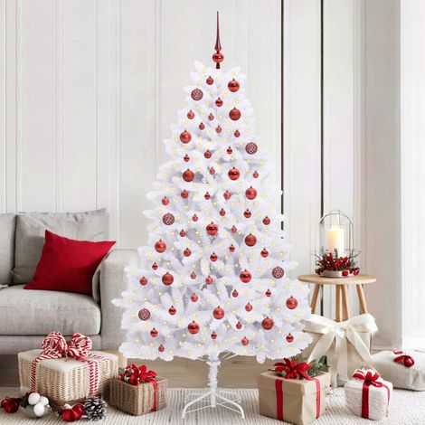 Künstlicher klappbarer Weihnachtsbaum Weiß 180 cm PVC und Stahl