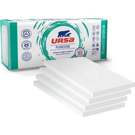 Ursa – Pack de 4 panneaux laine de verre semi-rigide non revêtu – Épaisseur 140mm – Surface 3,24m² – Résistance thermique R 4.35