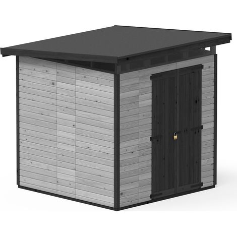 Abri de jardin en bois 203x203 cm – Toit en plastique résistant – Fondation WPC anti-humidité – Accès large pour rangement volumineux (1/4)