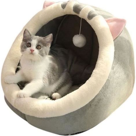 Lit pour Chat,Lavable Niche pour Chat avec Fond Antidérapant,Chaud Niche Chat Panier pour Chat,Confortable Coussin Chien (1/4)