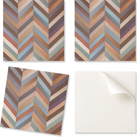 Azulejos decorativos de vinilo para pared con dise帽o de espiga de madera, 20x20x20 cm.