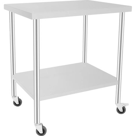 Mesa de preparación de alimentos, acero inoxidable 201 duradero, diseño minimalista, color plata. (1/2)