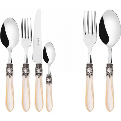 OXFORD Ghiera Argento Anticato, Posate Set 50 pz, Scatola