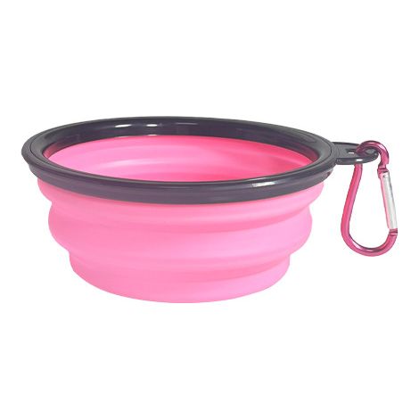 Gamelle rose à crochet, petite gamelle pour chat (350 ml), gamelle d'eau pliable pour animaux de compagnie, gamelle port (1/5)