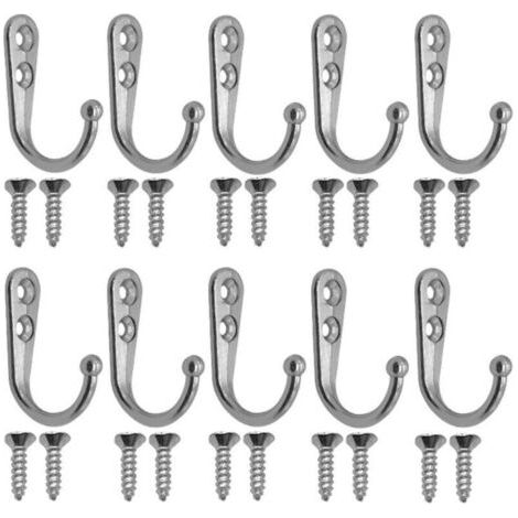 10 Pièces Crochet de Manteau Rétro Alliage de Zinc Antirouille, Dimensions 43x28x13mm avec Vis Argentées, Polyvalent pour Salle de Bain, Chambre, Entrée (1/4)