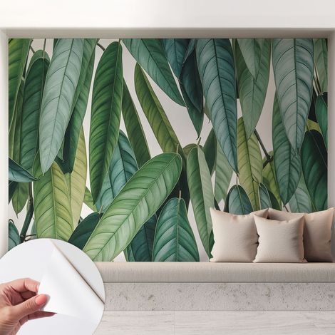 Papier peint adhésif décoratif pour chambre et salon Design moderne à poser facilement Feuilles naturelles 208x146 cm (1/5)