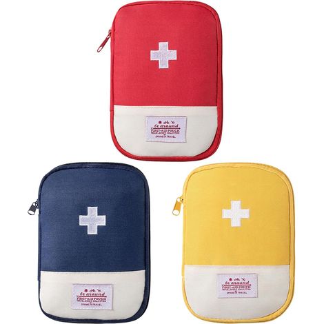 3 PCS Trousse de Secours Vide, Trousse de Premiers Secours, Mini trousse de Premiers Soins, Sac de Rangement de Médicaments pour Camping, Voyages, l'école et la Maison (1/5)