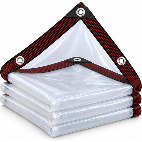 Transparent Tarp with Eyelets Cover for Garden Furniture Farms Balconies Black Edge 3 x 4 m (1/4)