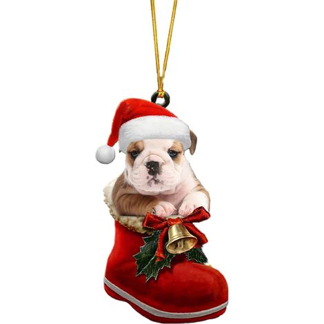 Weihnachtsstrumpf, Weihnachtshund, Baumschmuck, Autodekoration, Heimdeko (1/2)