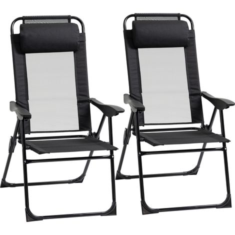 Set mit 2 klappbaren Gartensesseln aus Stahl in Schwarz mit verstellbarer Rückenlehne (1/5)