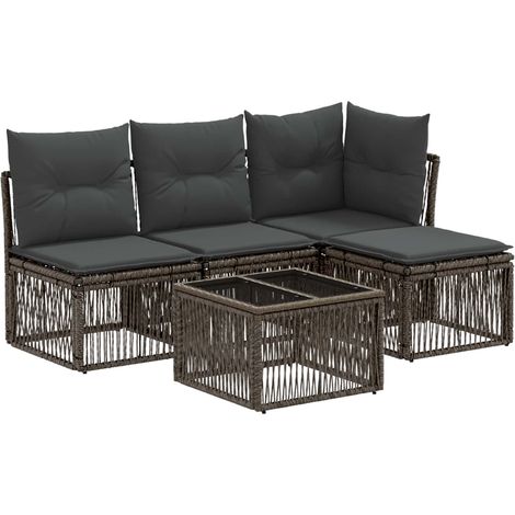 vidaXL Set Divano da Giardino 5 pcs Grigio polyrattan