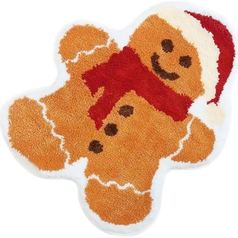 Tapis de Bain de Noël, Paillasson Doux Antidérapant Motif Sapin de Noël/bonhomme en Pain d'épices/bonhomme de Neige, Tapis-brosse Festif de Fête pour Salle de Bain, Cuisine, Salon, Chambre à Coucher (1/5)