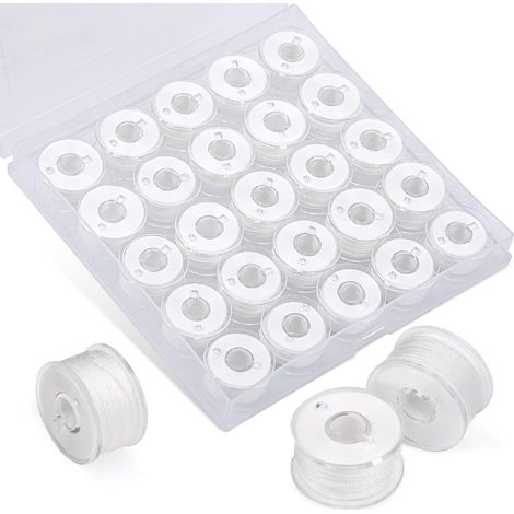 Lot de 25 Bobines de Fil à Coudre Blanc pour Machine et Couture Main (1/5)