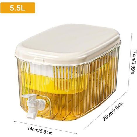 Distributeur d'eau - Verre - Carafe avec robinet - Transparent - Idéal pour cocktails et jus (1/4)