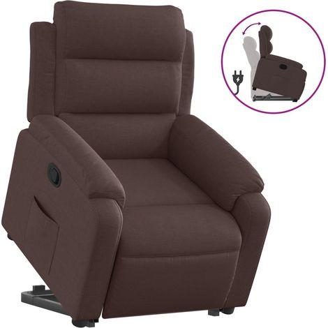 Maison Exclusive - Sillón reclinable elevable tela marrón oscuro (1/5)