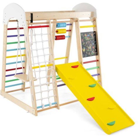 Set de jouets d'escalade pour tout-petits avec toboggan et balançoire 124 x 119 x 138 cm - coloré (1/5)