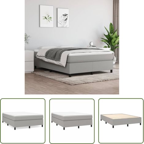 The Living Store Bettgestell ohne Matratze Hellgrau 140x200 cm Stoff - Bettes Gestell - Doppelbett - Holzrahmen - Lattenrost - Stoffbezug (1/5)
