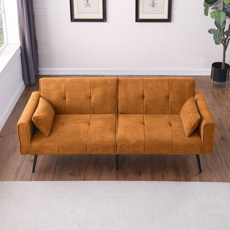 Canapé convertible futon moelleux Best Choice Products, divan-lit repliable et modulaire, 173 cm, tissu doux, idéal studio, chambre d’appoint, petit espace. (1/5)