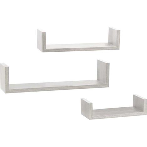 SET 3 MENSOLE LINEARI IN DIFFERENTI DIMENSIONI CON FINITURA BIANCO EFFETTO LEGNO (1/5)