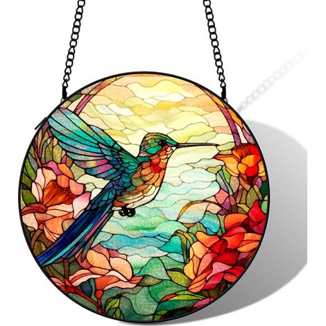 Attrape-soleil vitrail colibri 9 cm décoration suspendue fenêtre oiseau cadeau Noël maman (1/5)