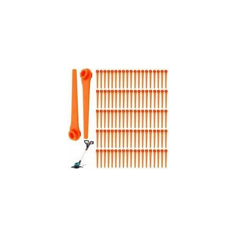Pack of 100 replacement plastic blades for Gardena 9823 9825 9820 9821 grass trimmers. 70mm brushcutter blades - Karteo (1/5)