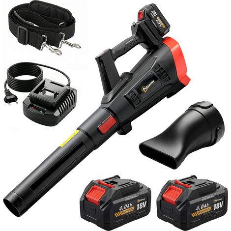 Soffiatore a Batteria 18V, Motore Brushless 600W, 3 Livelli Velocità, Turbo Boost, Caricabatterie, Leggero