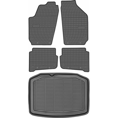 Set di tappetini in gomma per auto e tappetino per bagagliaio per Volkswagen Polo IV Hatchback dal 2001 al 2009.