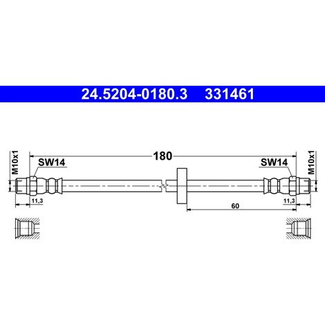 Flexible de frein ATE 24.5204-0180.3 AUDI 321 611 775 321 611 775 B 823 611 775