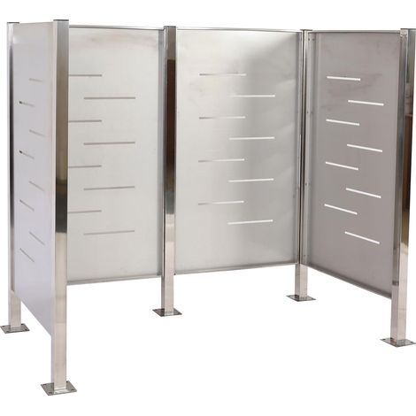 [NON UTILIZZATO] Recinzione fendivista bidoni box spazzatura rifiuti HHG-479 150x165x85cm acciaio inox
