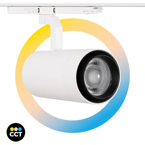 Projecteur LED pour rail triphasé 35W CCT - ZOOM 20º- 60º - CRI - Blanc