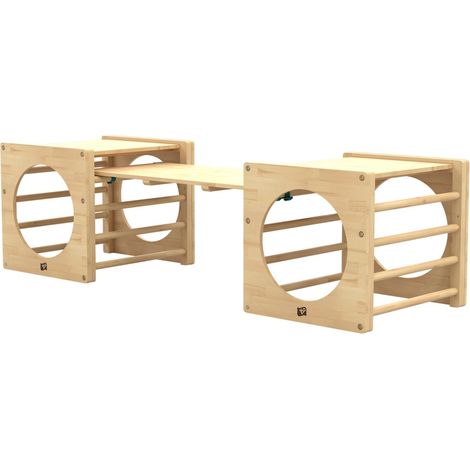 Cube d'escalade x2 + Pont toboggan en bois FSC® (1/4)