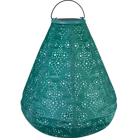 VONROC Lanterna ricaricabile ad energia solare con led. Fatto a mano e resistente alle intemperie. 270x240mm. Verde rame. Modello Cone collezione Luna