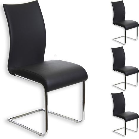 Lot de 4 chaises ALADINO, en synthétique noir (1/3)