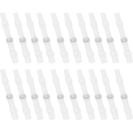 50 PCS Soudure Joint Fil Connecteurs Étanche Isolé Bornes De Fil Électrique Thermorétractable Épissure Butt pour Fil À Sertir Joint (Blanc) (Blanc) (1/5)