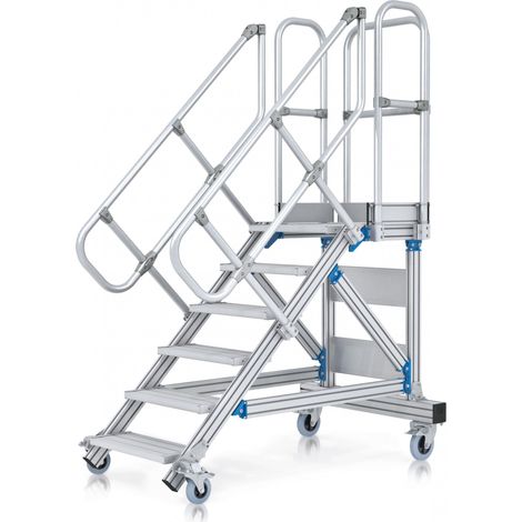Plattformtreppe fahrbar Stufenbreite 800mm senkr.H.max.1250mm A.1453mm ZARGES (1/5)