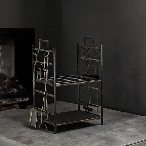 Porte-bûches oro e Nero en metallo 51,5 x 33 x 77 cm (1/5)