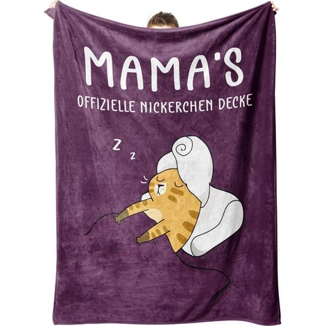 Kuscheldecke Mama Geschenk lustig Muttertag 157x132cm Dunkellila (1/5)