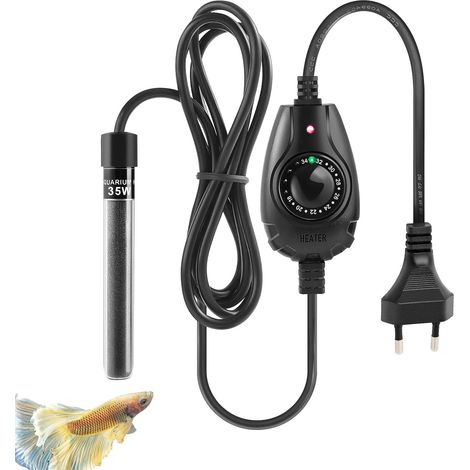 Chauffage Aquarium 15W 25W 35W Super Mini, Chauffage Réglable pour Petit Aquarium 1-35L, avec Contrôleur Externe, Petit Chauffage pour Bols à Poissons (35W) (1/5)