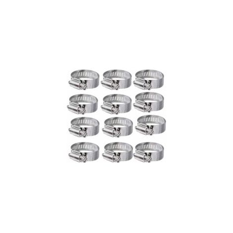 1,5"-Schlauchschelle mit Schneckengetriebe – SAE-Größe 24, komplett aus Edelstahl mit 1/2"-Band, Klemmbereich 27–51 mm, 12er-Pack – Crezuo