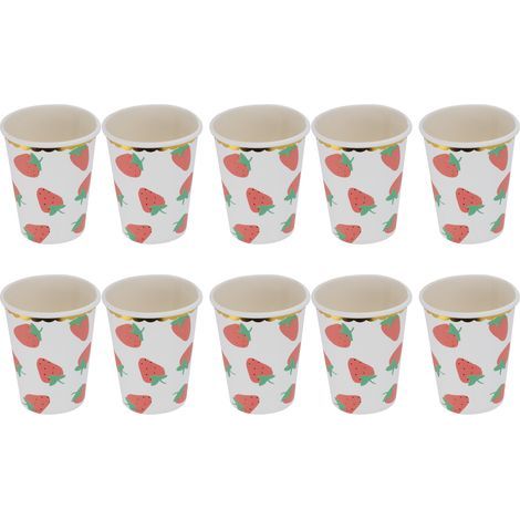 10 Pièces de Vaisselle Jetable à Motif Fraise pour Anniversaire, Fêtes en Bord de Mer, Goûters (1/5)