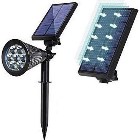 Projecteur solaire de sol coloré en ABS avec double articulation rotative pour cour et jardin extérieur, 7 LED blanches (1/5)