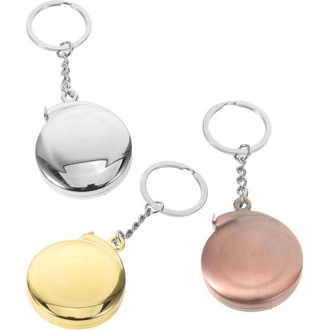 Lot de 3 Mini Mètres Ruban de Poche Métalliques Rétractables Doré, Argenté et Cuivre Règle de Mesure Compacte Portable Porte-clés, Outil Précis pour Bricolage, Couture et Maison (1/5)