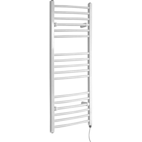 Milano Ive Electric White Curved Bar Heated Towel Rail Radiator - 1200mm x 500mm (1/5)