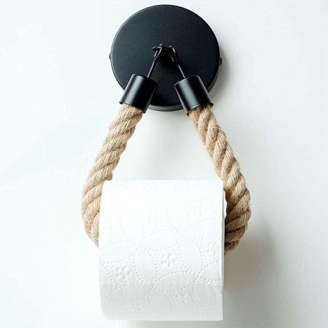 Toilettenpapierhalter, Vintage-Toilettenpapierrollenhalter, Handtuchhalter aus Hanfseil, für Badezimmer- und Küchendekoration (1/5)