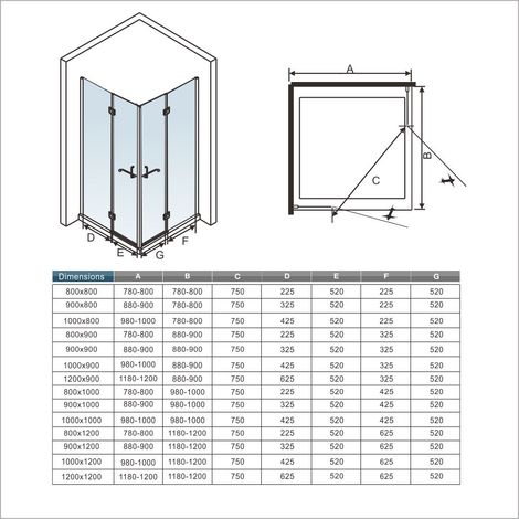 Porte de douche 100x80x190cm verre anticalcaire cabine de douche acc�s d'angle avec le receveur 80x80x190cm (1/5)