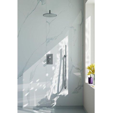 Fortifura Calvi Ensemble de douche à encastrer - thermostatique - bras mural - douche principale de 30 cm - douchette à main - flexible de douche en (1/5)