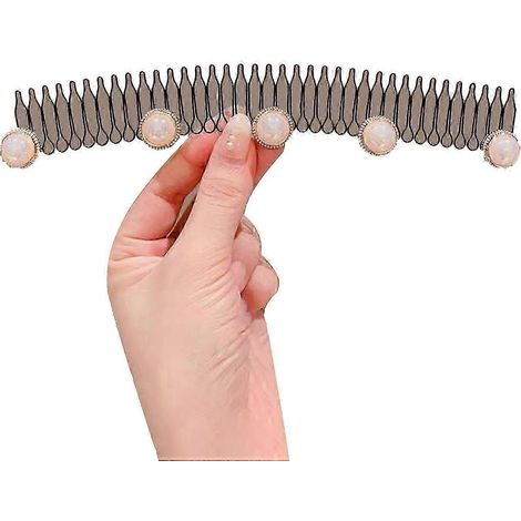 Bandeau pour cheveux femme avec fleurs, boutons en fausses perles et papillons, serre-tête en maille métallique apparente-A (1/5)