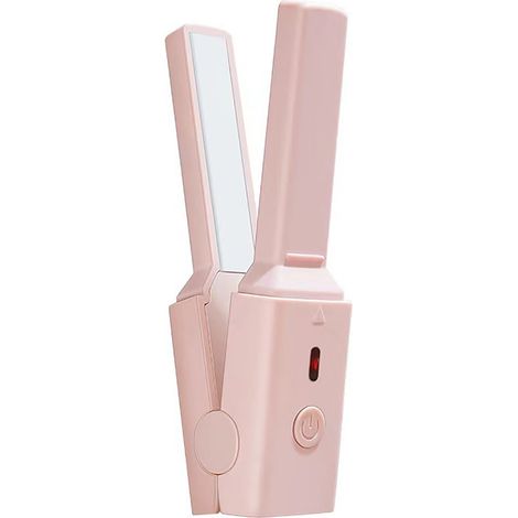 Lisseur et boucleur de voyage mini USB, fer à cheveux chauffe rapide portable, outil de coiffure plat rose sakura (1/5)